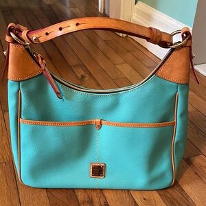 Dooney & Bourke Aqua and Tan Hobo Bag